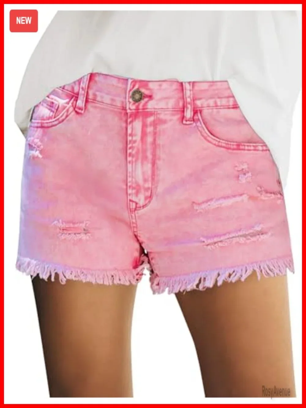 Mid Rise Stretchy Cut Off Frayed Ripped Denim Shorts Summer Casual Vacation